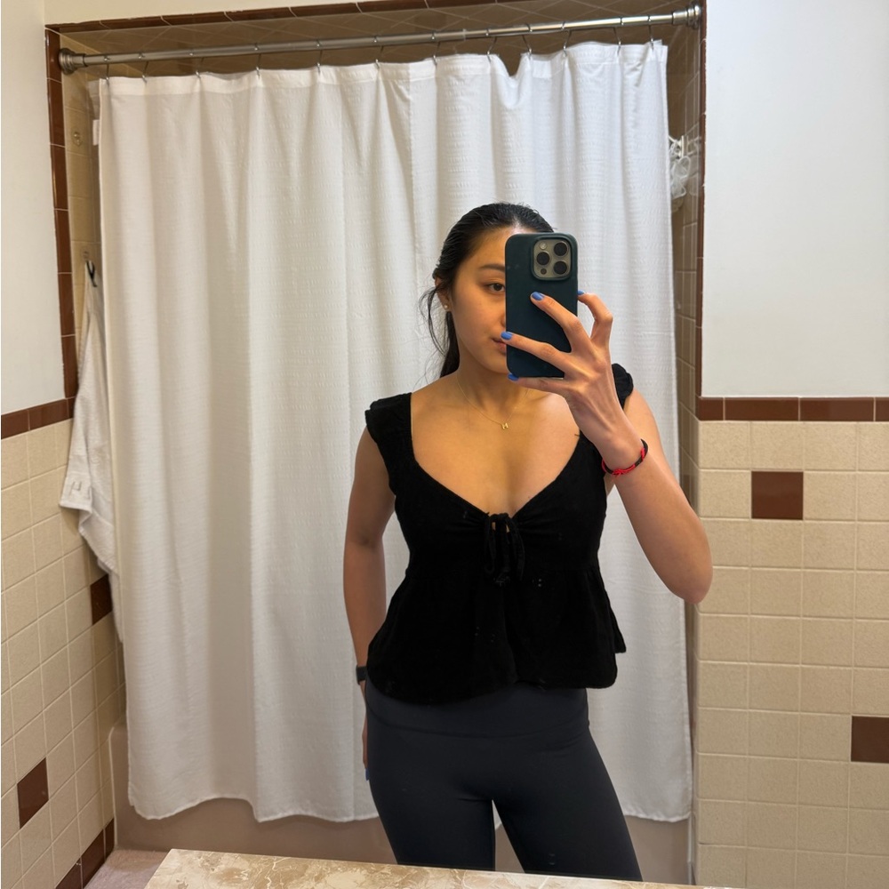 Black flutter sleeve tank top